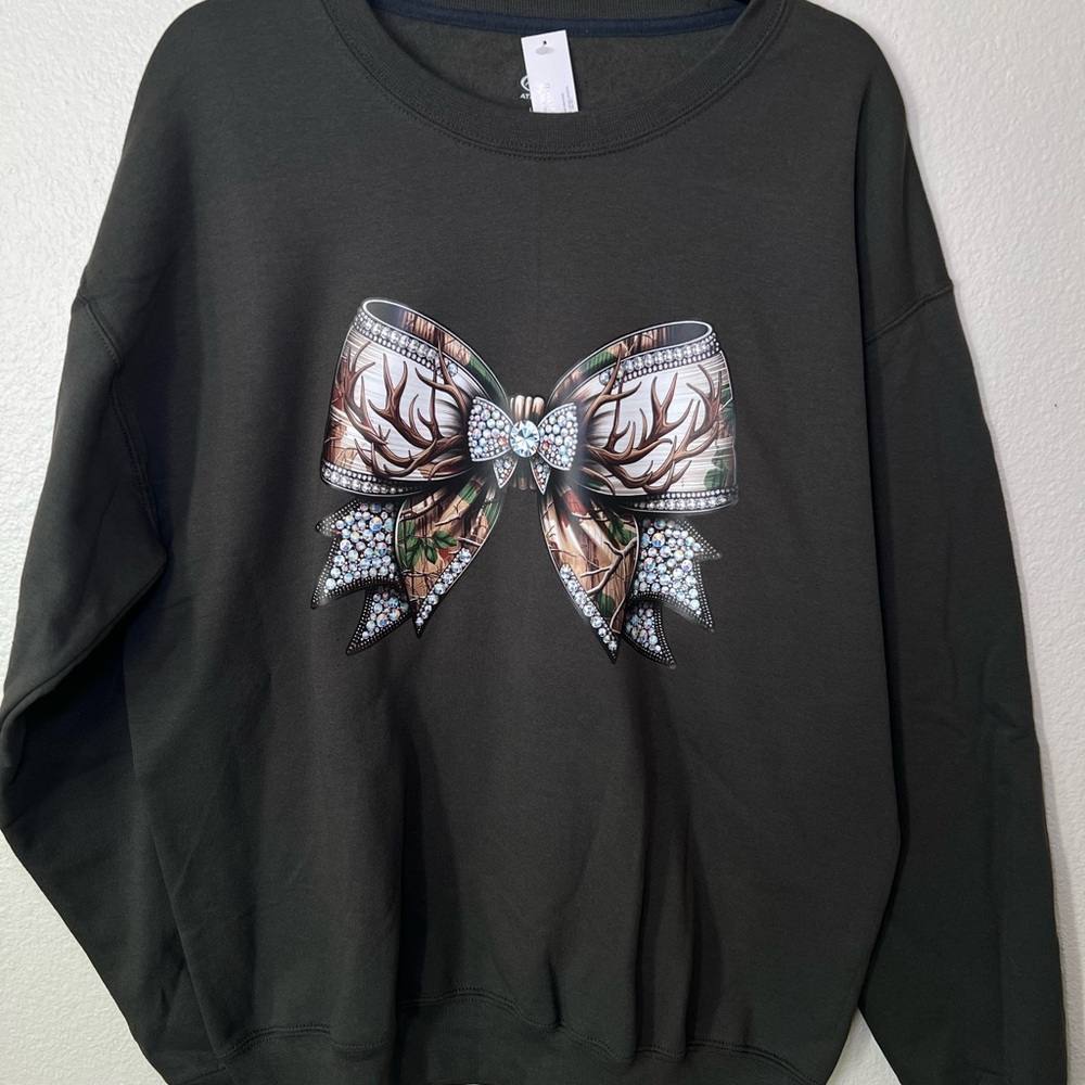 Black Crew Neck Sweater with Bow Design